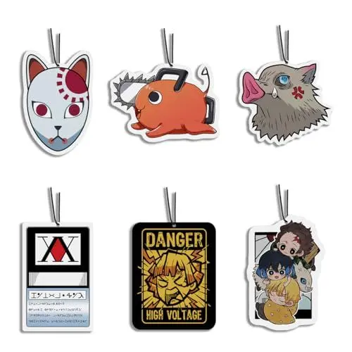 Produktbild: Japanische Anime Stil Auto Lufterfrischer Fahrzeugduft Dämon Maske Slayer Inosuke Tanjirou Kochou Sasuke Agatsuma Zenitsu Chainsaw Hund Car Düfte Anhänger - Manga B (6 in 1)