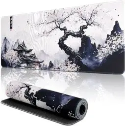 Produktbild: shangtushunli Japanische Weiße Mauspad, Große Kirschblüte Schreibtisch Matte, Anime Gaming Tastatur Matte, rutschfeste Gummibasis, Großer Erweiterter Schreibtisch Schutz Für Home Office1