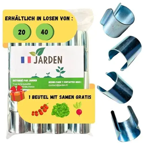 Produktbild: JARDEN© Set mit 20 Gewächshaus Klammern 25mm - Verzinkte Clips für Gewächshäuser - Metallklammern für Folien, Zubehör Gewächshaus - Sturmsichere Befestigung