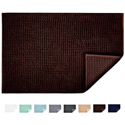 Produktbild: JARITTO Badematte rutschfest Badvorleger Mit Chenille Mikrofaser Badezimmerteppich Saugfähig Weich Maschinenwaschbar für Dusche Toilette 40 x 60 cm (Braun)