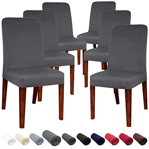 Produktbild: JARITTO Beschützer Stuhlhussen Stretch Stuhlbezug Elastischer Moderner Hussen für Stühle Universal Waschbar Abnehmbar Für Esszimmer Hotel Restaurant Party Bankett Hochzeitsfeier 6 Stücke (Grau)