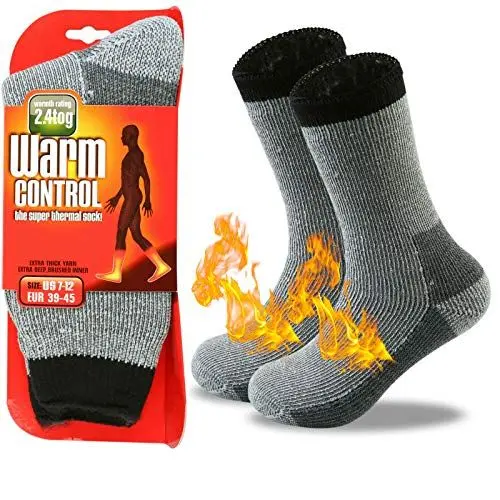 Produktbild: JARSEEN Warme Winter Thermosocken mit Vollplüsch und Wolle Dicke Weiche Stiefel Socken Damen Herren (36-42, Neu Grau)