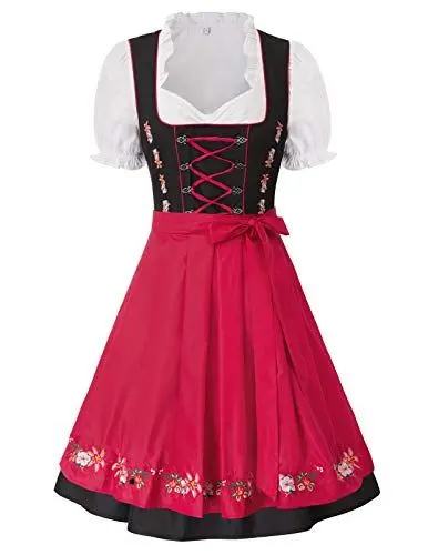 Produktbild: JASAMBAC Damen, Dirndl, 3-teiliges Trachtenkleid für Oktoberfest, Karneval