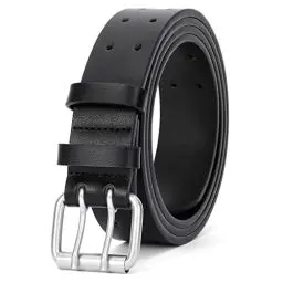 Produktbild: JasGood Herren Doppel Prong Ledergürtel Casual Work Heavy Duty Gürtel Doppel Ösen Gürtel für Jeans