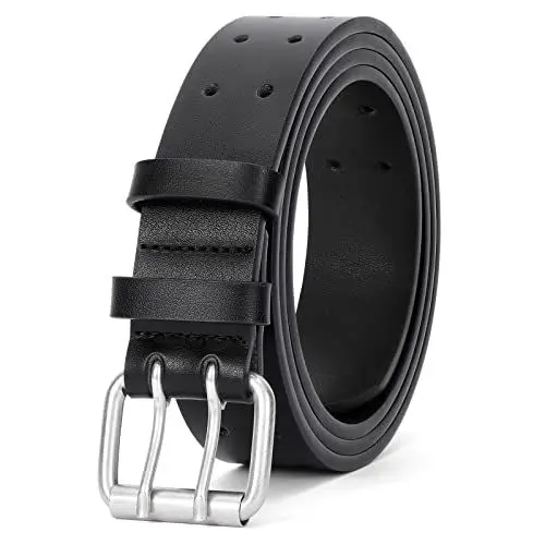 Produktbild: JasGood Herren Doppel Prong Ledergürtel Casual Work Heavy Duty Gürtel Doppel Ösen Gürtel für Jeans