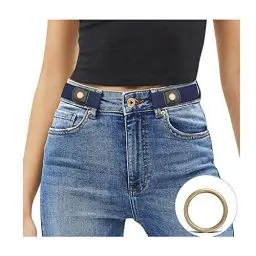 Produktbild: JasGood Schnallenfreier Damen Stretch Elastischer Gürtel für Damen Herren, Plus Size Keine Schnalle Unsichtbarer Gürtel für Jeans Hosen, Blau, 44cm(Für Hosengröße 60cm-85cm)