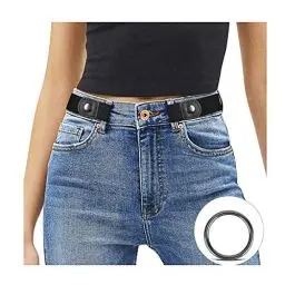 Produktbild: JasGood Schnallenfreier Damen Stretch Elastischer Gürtel für Damen Herren, Plus Size Keine Schnalle Unsichtbarer Gürtel für Jeans Hosen, Schwarz, 64cm(Für Hosengröße 86cm-125cm)