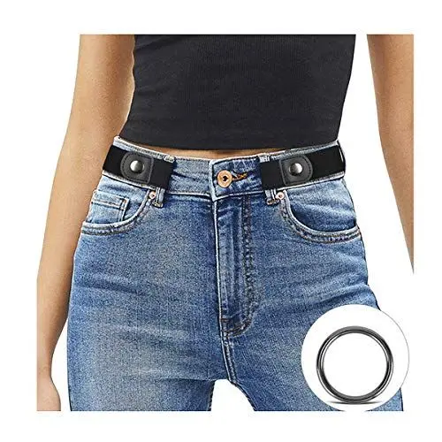 Produktbild: JasGood Schnallenfreier Damen Stretch Elastischer Gürtel für Damen Herren, Plus Size Keine Schnalle Unsichtbarer Gürtel für Jeans Hosen, Schwarz, 64cm(Für Hosengröße 86cm-125cm)