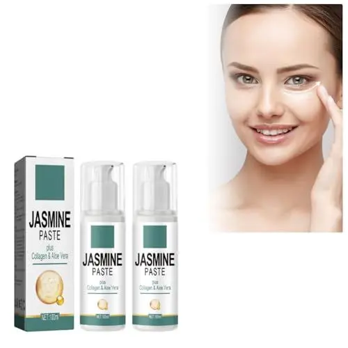 Produktbild: Jasminsalbe Augenringe, Augencreme Gegen Falten und Augenringe, Jasmin Creme Gegen Tränensäcke, Augencreme mit Collagen und Aloe Vera, 100ml (2 Stück)