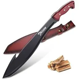 Produktbild: JASON Machete Survival Großes Outdoor Messer Feststehend mit Holzgriff Bushmesser Jagdmesser mit PU Scheide Großes Bushcraft Messer für Outdoor Aktivitäten