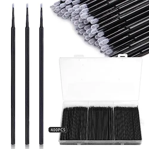 Produktbild: JASSINS Mikro-Applikator-Pinsel, Mikrotupfer für Wimpernverlängerungen, Einweg-Mascara-Tupfer, 2 mm, zum Reinigen und Auftragen von Make-up, Schwarz, 400 Stück