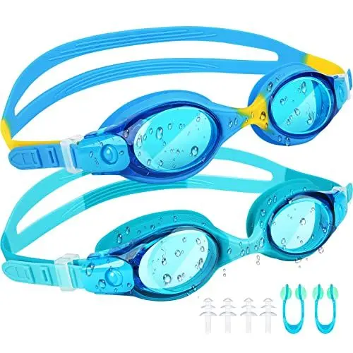 Produktbild: JATEKA Schwimmbrille Kinder, 2 Stücke Taucherbrille Kinder Anti-Fog and UV Schwimmbrillen für Jugendliche, Auslaufsichere Unisex Kinder Taucherbrille für 3-16 Jahren