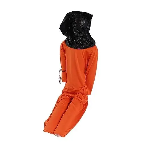 Produktbild: HURRISE Halloween-Häftlingskostüm, Halloween-Handschellen, Orangefarbene Gefängnisuniform mit Schwarzem Taschenbezug, Lebendiges, Schreckliches Halloween-Häftlingskostüm für