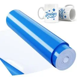 Produktbild: JAVIGA Vinylfolie Plotter Blau 30.5cm x 1219cm Plotterfolie Vinyl Rolle für Cricut, Wasserdichte Glänzende Selbstklebende Folie für DIY-Aufkleber, Dekoration, Geburtstag