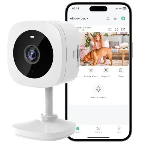 Produktbild: javiscam Überwachungskamera innen,2K Kamera überwachung innen,WiFi Überwachungskamera mit Bewegungserkennung,Haustier Kamera mit Zwei-Wege Audio,Nachtsicht