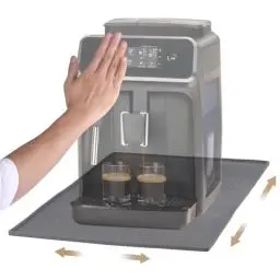 Produktbild: Javonix Unterlage für Kaffeemaschine und Kaffeevollautomat Wasserdicht, Anti-Rutsch, leicht verschiebbar, saugfähig–Silikonmatte mit Filz, Kompatibel mit De Longhi, Philips, Siemens usw Grau 48x30cm