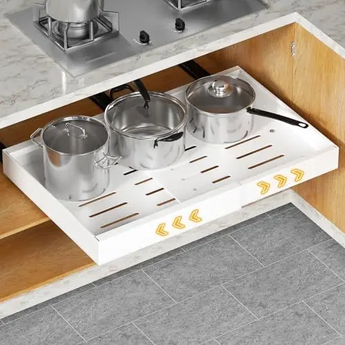Produktbild: Jayencer Teleskopschublade, Ausziehbare Ausziehbare Schublade, Einstellbare Breite Auszug Küchenschrank Küche Organizer Schrank (Weiß-1 Stück)