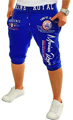 Produktbild: Jaylvis Herren Short Shorts Bermuda Kurze Hose Sommer Steetwear 3/4 Marine Royal Camouflage (B.3484) (M, Blau)