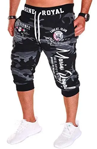 Produktbild: Jaylvis Herren Short Shorts Bermuda Kurze Hose Sommer Steetwear 3/4 Marine Royal Camouflage (B.3484) (M, Camou-weiß)