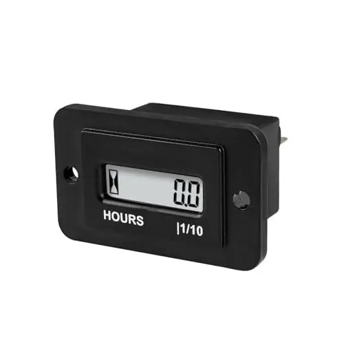 Produktbild: Jayron Rechteckiger Digitaler LCD-Betriebsstundenzähler AC 86-230V Zurücksetzbar Keine Batterie Erforderlich,für Quad-Bike-Motorrad-Rasenmäher mit Kleinem Motor Schneemobil-Motocross-Kettensäge