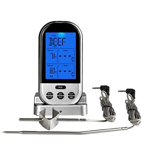 Produktbild: Jayron Wireless Digital Meat Thermometer Küchentimer mit Zwei Sonden Kochthermometer für Rindfleisch Smoker Oven Grill BBQ