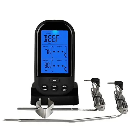 Produktbild: NInE-ROnG Jayron Wireless Digital Meat Thermometer Küchentimer mit Zwei Sonden Kochthermometer für Rindfleisch Smoker Oven Grill BBQ