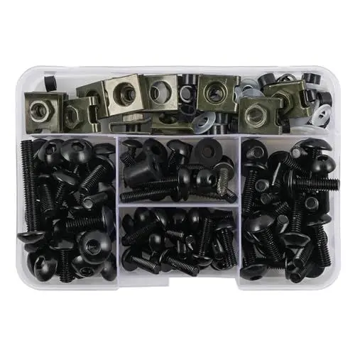 Produktbild: JAYWIS Schraubensatz Komplettes Set Mit Schrauben Und Muttern Für Motorradverkleidungen Für Yamaha TENERE 700 MT07 MT 07 TMAX 500 TMAX 560 FZ6 Xmax MT 09 MT03(SCHWARZ)
