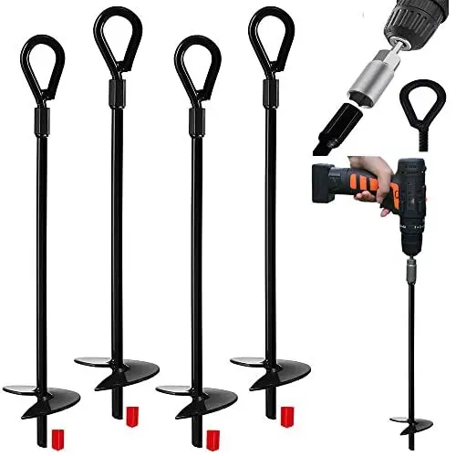 Produktbild: Jayzod Erdungsanker 38cm Hochleistungs-Erdanker Unterstände, Überdachungen, Zelte, Schaukelsets, Trampolin, 4er Pack, Adapter Nicht im Lieferumfang enthalten