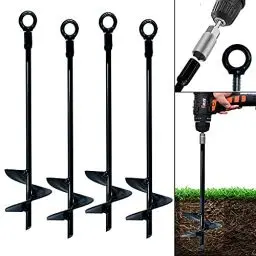 Produktbild: Jayzod Trampolin Erdanker 15 Zoll Set mit 4 Zeltstangen Schwerlast-Trampolin-Anker-Kit Erdanker Schaukel für Metallschaukel-Set -Starker Wind