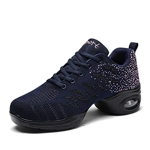 Produktbild: Jazzschuhe Damen Geteilte Sohle Tanzsneaker Erwachsene Atmungsaktiv Leicht Mesh Tanzschuhe Laufen Sportschuhe Blau1 40