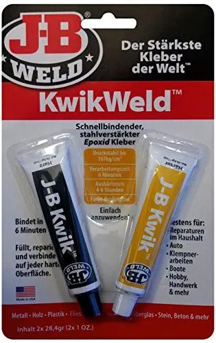 Produktbild: JB Weld 8276-DEU KwikWeld - schnellbindender, stahlverstärkter 2-Komponenten Epoxid-Kleber, bindet in 6 Minuten