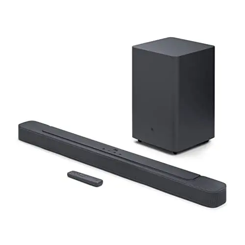 Produktbild: JBL Bar 2.1 Deep Bass MK2 – 2.1-Kanal-Soundbar mit kabellosem Subwoofer für Heimkino Sound-System – Schlankes und kompaktes Design mit JBL Surround Sound – Schwarz