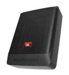 Produktbild: JBL BassPro Nano Ultra-Kompaktes aktives Untersitz Subwoofer Set 15 x 20 cm - 200 Watt Unter sitz Auto Subwoofer Aktiv, schwarz