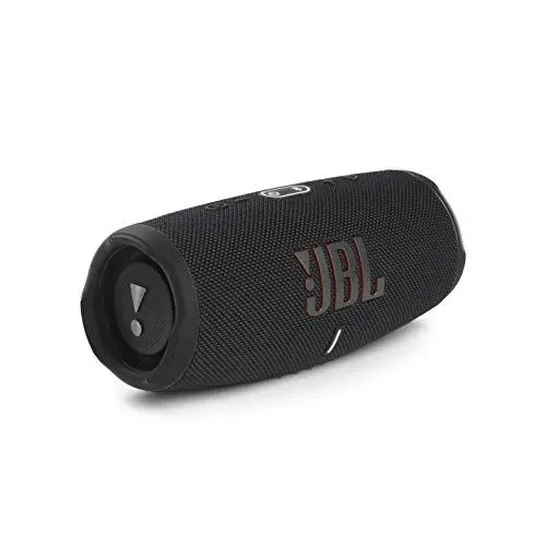 Produktbild: JBL Charge 5 Bluetooth-Lautsprecher in Schwarz – Wasserfeste, portable Boombox mit integrierter Powerbank – Eine Akku-Ladung für bis zu 20 Stunden kabellosen Musikgenuss