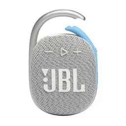Produktbild: JBL Clip 4 Eco Bluetooth Lautsprecher aus recyceltem Material - Weiß – Wasserdichte, tragbare Musikbox mit praktischem Karabiner – Bis zu 10 Stunden kabelloses Musik Streaming
