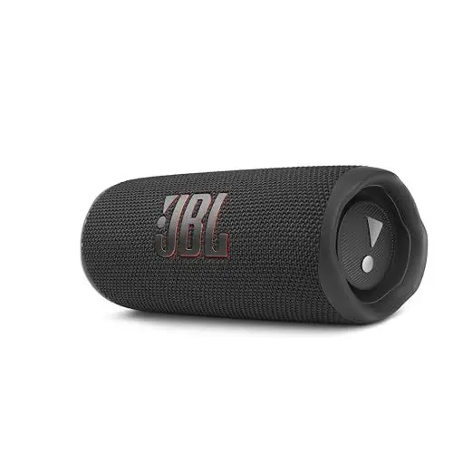 Produktbild: JBL Flip 6 Bluetooth Box in Schwarz – Wasserdichter, tragbarer Lautsprecher mit 2-Wege-Lautsprechersystem für kraftvollen Sound – Bis zu 12 Stunden kabellos Musik abspielen