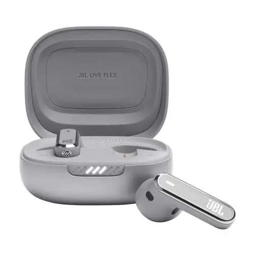 Produktbild: JBL Live Flex – In-Ear-Bluetooth-Kopfhörer mit 40 Stunden Akkulaufzeit – Geräuschunterdrückung und wasserdicht – Silver
