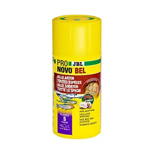 Produktbild: JBL PRONOVO BEL FLAKES, Hauptfutter für alle Aquarienfische von 3-10 cm, Fischfutter-Flocken, Größe S, 100 ml