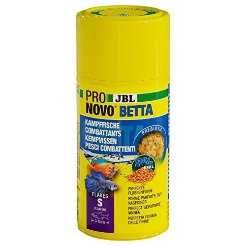 Produktbild: JBL PRONOVO BETTA FLAKES, Hauptfutter für Kampffische von 3-10 cm, Fischfutter-Flocken, Größe S, 100 ml