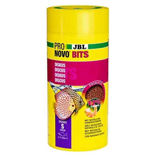 Produktbild: JBL PRONOVO BITS GRANO, Hauptfutter für für Diskus und Buntbarsche von 3-10 cm, Fischfutter-Granulat, Größe S, 1000 ml