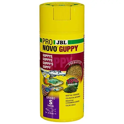 Produktbild: JBL PRONOVO GUPPY GRANO, Fischfutter-Granulat, Klickdosierer, Größe S, 250ml