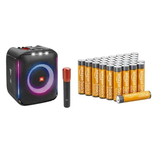 Produktbild: JBL PartyBox Encore – Tragbarer Party-Lautsprecher für drinnen und draußen & Amazon Basics AAA-Alkalibatterien, leistungsstark, 1,5 V, 36er-Pack (Aussehen kann variieren)