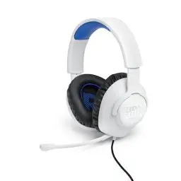 Produktbild: JBL Quantum 100P Over-Ear-Gaming-Headset – Wired 3,5 mm Klinke – Mit abnehmbarem Boom-Mikrofon – Kompatibel mit vielen Plattformen – Weiß-Blau