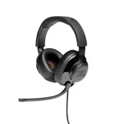 Produktbild: JBL Quantum 300 Over-Ear Gaming Headset – Wired 3,5 mm Klinke und USB Audio Adapter – Mit hochklappbarem Boom Mic und QuantumSurround Sound – Schwarz