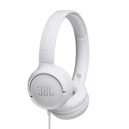 Produktbild: JBL Tune500 On-Ear Kopfhörer mit Kabel in Weiß – Ohrhörer mit 1-Tasten-Fernbedienung, integriertem Mikrofon und Sprachassistent – Telefonieren und Musik hören unterwegs