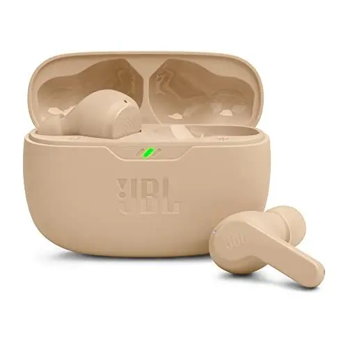 Produktbild: JBL Wave Beam – Kabellose In-Ear Ohrhörer mit IP54 und IPX2 Wasserdichtigkeit – Freisprechfunktion und 32 Stunden Akkulaufzeit – Beige