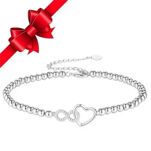 Produktbild: Jbniuay Geschenk für sie Armband damen - Geschenke für frauen infinity-Herz Armband Kugelarmband armband damen silber 925- Unendlichkeit herz-Geschenke für Frauen/Damen/Mama/Tocht