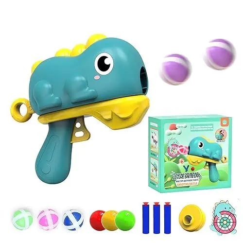 Produktbild: JBSON Dinosaurier Spielzeug, Dinosaurier Dartscheibe Schießspielzeug für Kinder Indoor Spiele Dart Board Klebrigen Bällen,Klett Dartscheibe,Weiches Geschoss für 3+Jahre alte Jungen Kinder (Blau)
