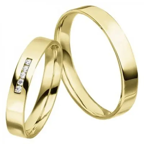 Produktbild: JC Trauringe 925 Silber vergoldet Paar-Preis I Eheringe mit kostenfreier Gravur I Partnerringe 3,5 mm breit inkl. Etui I Herren-Ring ohne & Damen-Ring mit Zirkonia-Steinen I Größe 45 bis 76 I MT29-GP