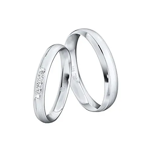 Produktbild: JC Trauringe Silber 925 Paarpreis Eheringe I Partnerringe mit Gravur in edler Schatulle 2 Hochzeitsringe Herrenring & Damenring mit Steinen I S910-S
